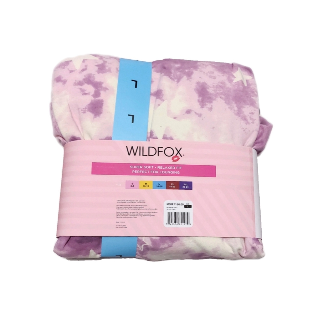 WILDFOX Womens L Tie Dye Stars Sweatshirt & Short Lounge Set NWT - Picture 6 of 6